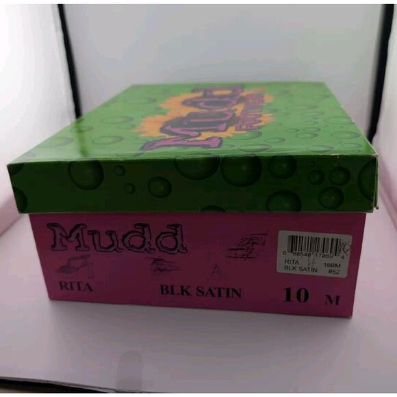 Vintage Mudd Size 10 Rita Platform Heels Black Strappy Satin Y2k 90s New In Box - Picture 10 of 11